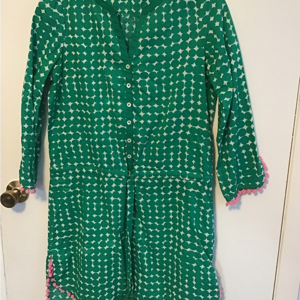 Boden Green Geometric Kids Dress